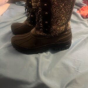 London Fog Black Glitter Winter Boots